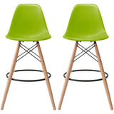 Set of 2 25" Designer Eiffel Chairs Counter Stools With Backs Side Molded Shell Kitchen Office Dining Dowel Bar Patio