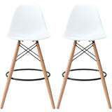 Set of 2 25" Designer Eiffel Chairs Counter Stools With Backs Side Molded Shell Kitchen Office Dining Dowel Bar Patio