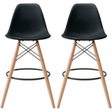 Set of 2 25" Designer Eiffel Chairs Counter Stools With Backs Side Molded Shell Kitchen Office Dining Dowel Bar Patio