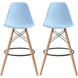 Set of 2 25" Designer Eiffel Chairs Counter Stools With Backs Side Molded Shell Kitchen Office Dining Dowel Bar Patio