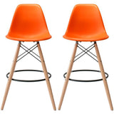 Set of 2 25" Designer Eiffel Chairs Counter Stools With Backs Side Molded Shell Kitchen Office Dining Dowel Bar Patio