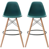 Set of 2 25" Designer Eiffel Chairs Counter Stools With Backs Side Molded Shell Kitchen Office Dining Dowel Bar Patio