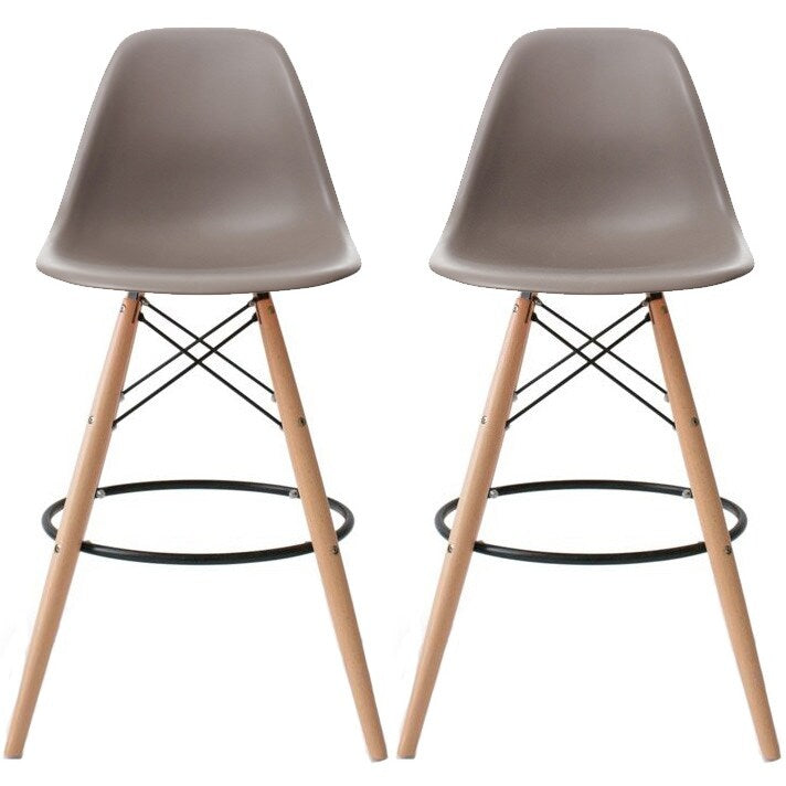 Set of 2 25" Designer Eiffel Chairs Counter Stools With Backs Side Molded Shell Kitchen Office Dining Dowel Bar Patio