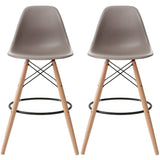 Set of 2 25" Designer Eiffel Chairs Counter Stools With Backs Side Molded Shell Kitchen Office Dining Dowel Bar Patio