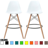 Set of 2 25" Designer Eiffel Chairs Counter Stools With Backs Side Molded Shell Kitchen Office Dining Dowel Bar Patio