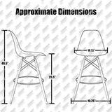 Set of 2 25" Designer Eiffel Chairs Counter Stools With Backs Side Molded Shell Kitchen Office Dining Dowel Bar Patio