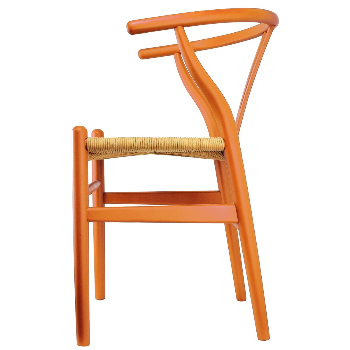 Y Back Wooden Dining Chair with Woven Seat, Farmhouse Style Elbow Chair for Home Kitchen & Office Use, Natural
