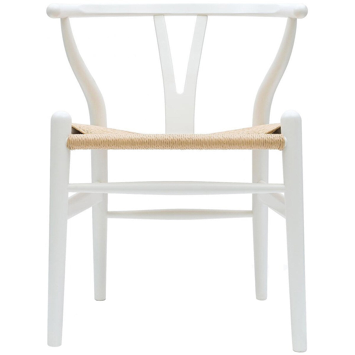 Y Back Wooden Dining Chair with Woven Seat, Farmhouse Style Elbow Chair for Home Kitchen & Office Use, Natural