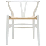 Y Back Wooden Dining Chair with Woven Seat, Farmhouse Style Elbow Chair for Home Kitchen & Office Use, Natural