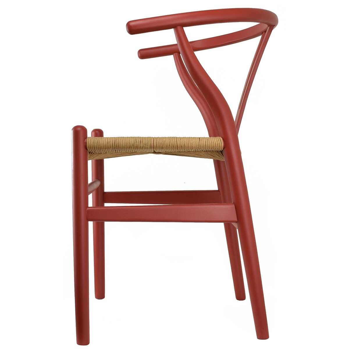 Y Back Wooden Dining Chair with Woven Seat, Farmhouse Style Elbow Chair for Home Kitchen & Office Use, Natural