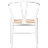 Y Back Wooden Dining Chair with Woven Seat, Farmhouse Style Elbow Chair for Home Kitchen & Office Use, Natural