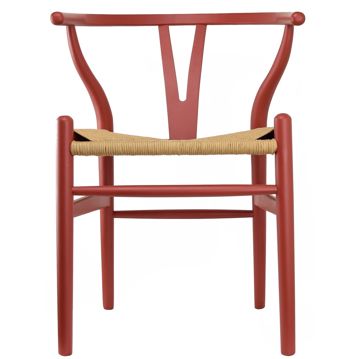 Y Back Wooden Dining Chair with Woven Seat, Farmhouse Style Elbow Chair for Home Kitchen & Office Use, Natural