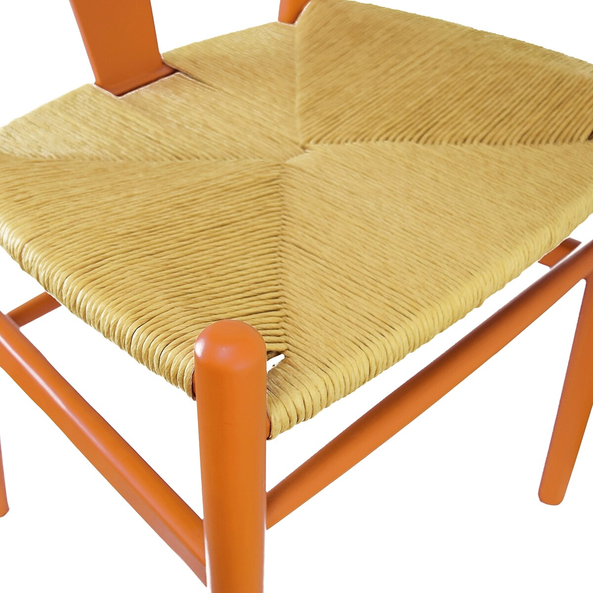 Y Back Wooden Dining Chair with Woven Seat, Farmhouse Style Elbow Chair for Home Kitchen & Office Use, Natural