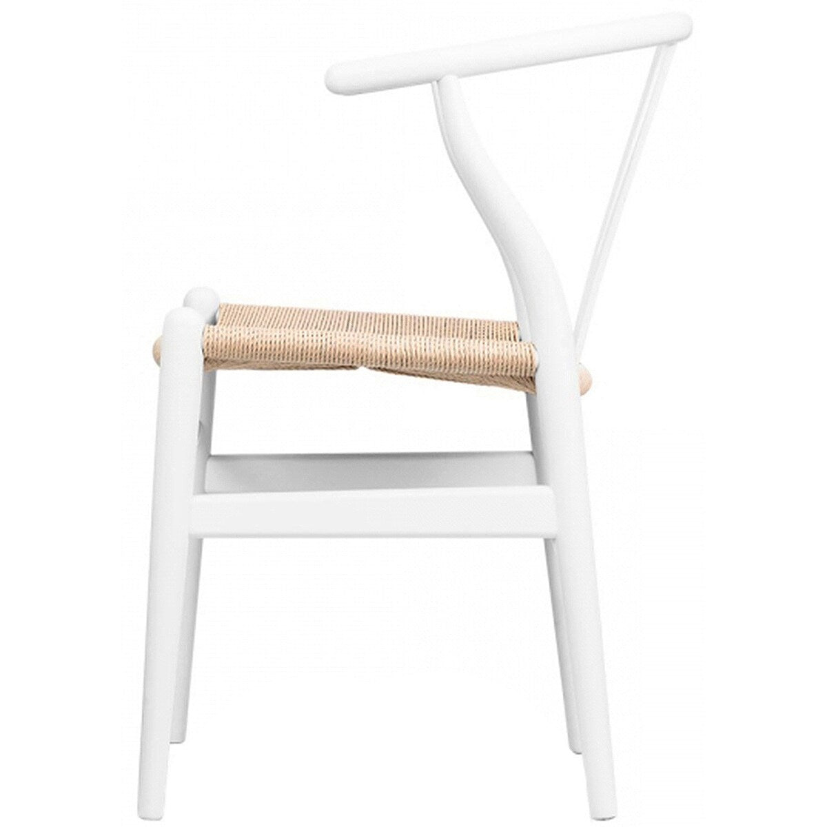 Y Back Wooden Dining Chair with Woven Seat, Farmhouse Style Elbow Chair for Home Kitchen & Office Use, Natural