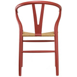 Y Back Wooden Dining Chair with Woven Seat, Farmhouse Style Elbow Chair for Home Kitchen & Office Use, Natural