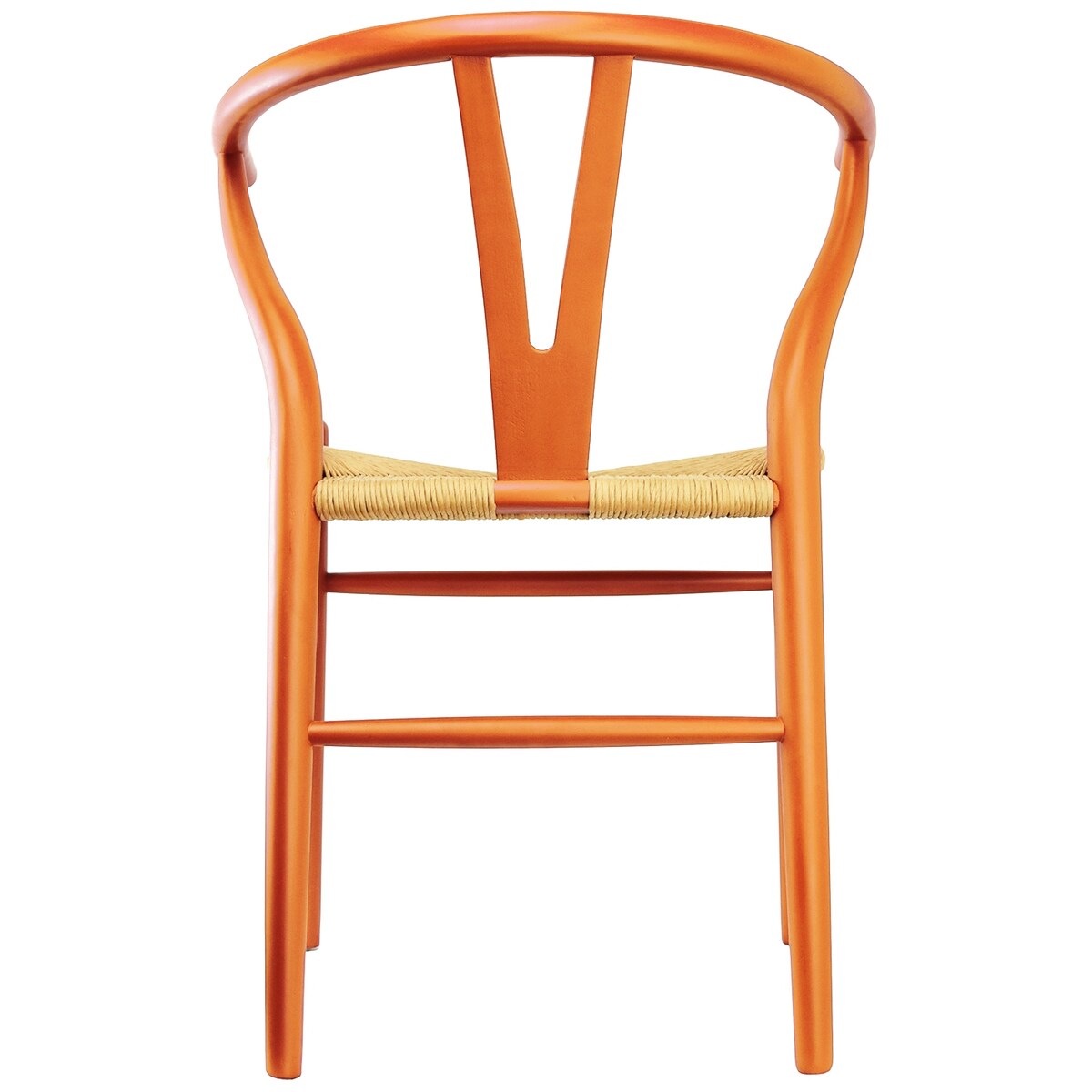 Y Back Wooden Dining Chair with Woven Seat, Farmhouse Style Elbow Chair for Home Kitchen & Office Use, Natural