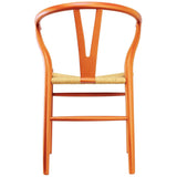 Y Back Wooden Dining Chair with Woven Seat, Farmhouse Style Elbow Chair for Home Kitchen & Office Use, Natural