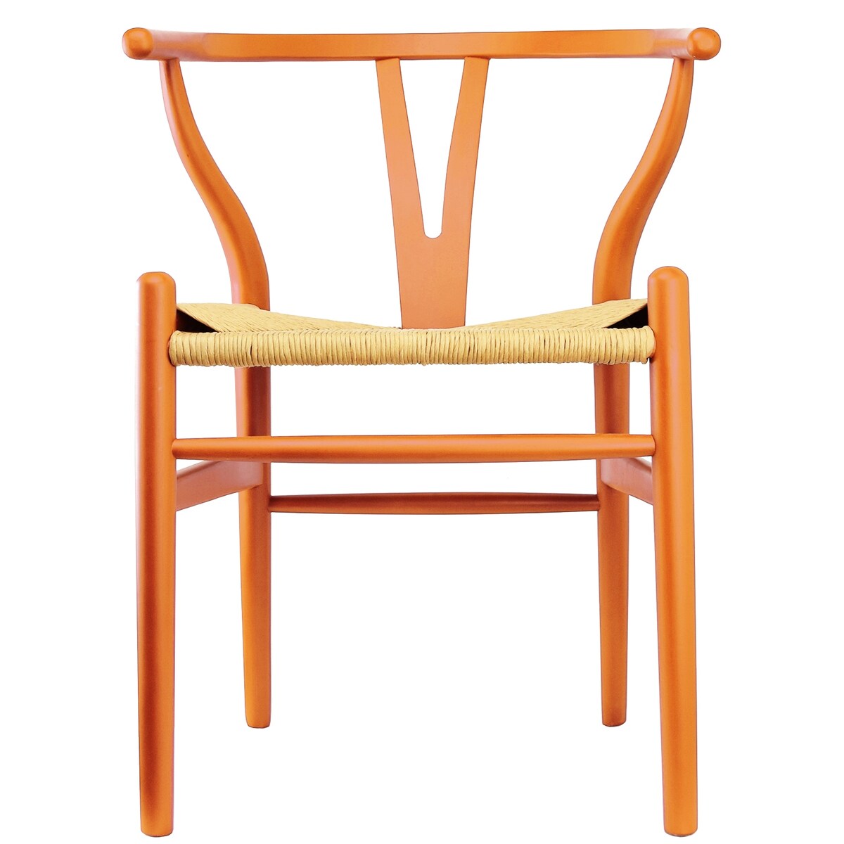 Y Back Wooden Dining Chair with Woven Seat, Farmhouse Style Elbow Chair for Home Kitchen & Office Use, Natural