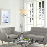 3-Light Modern Cottage Drum Organza Fabric Lampshade Pendant with Wide Clear Crystal Beads Sheer Ceiling Light Fixture