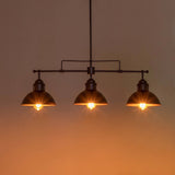 3-Light Industrial Farmhouse Dome Pendant Metal Linear Kitchen Island Pendant Light Oil Rubbed Bronze Finish - N/A