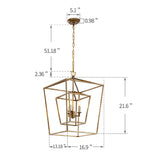 17 Iinches Wide Double Cage Lantern Pendant Lamp 3-Light Stairway Entry Chandelier Ceiling Light