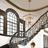 17 Iinches Wide Double Cage Lantern Pendant Lamp 3-Light Stairway Entry Chandelier Ceiling Light