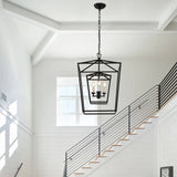 17 Iinches Wide Double Cage Lantern Pendant Lamp 3-Light Stairway Entry Chandelier Ceiling Light
