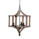 3 - Light Wood Drum Chandelier with Adjustable Chain (No Bulb) - N/A