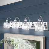 3/ 4-Light Modern Glam Crystal Dimmable Bathroom Vanity Light Linear Wall Light