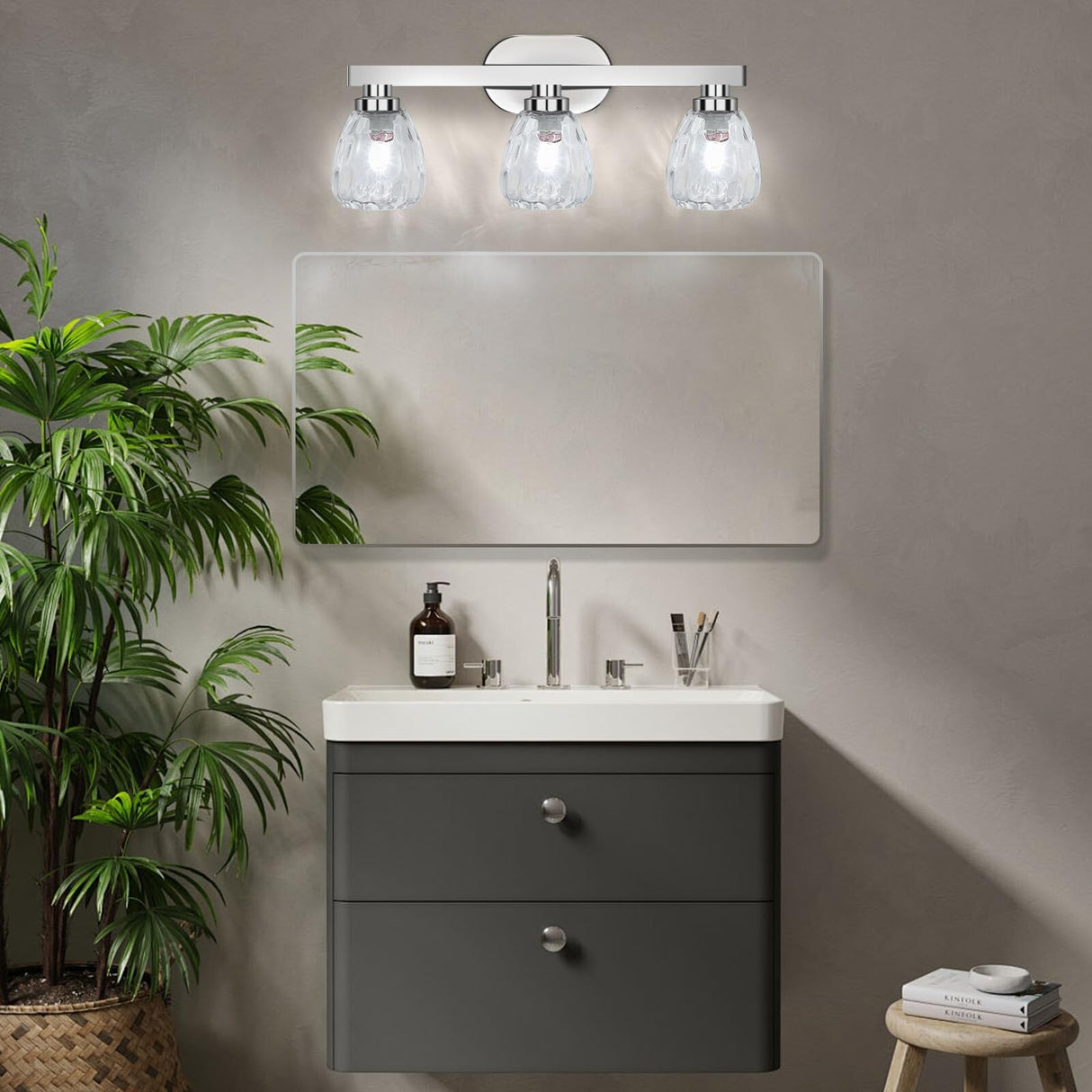 3/4/5/6 Light Bathroom Vanity Light Wall Sconce with Glass Shade
