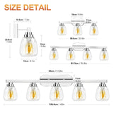 3/4/5 Light Bathroom Light Fixtures Chrome with Hammered Glass Shade