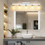 3/4/5 Light Bathroom Light Fixtures Chrome with Hammered Glass Shade