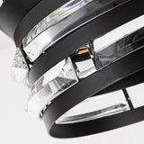 36-in Modern 3-Blade Matte Black Cage Retractable Crystal Ceiling Fan with Remote and Light Kit - 35.83-in W x 16.74-in H