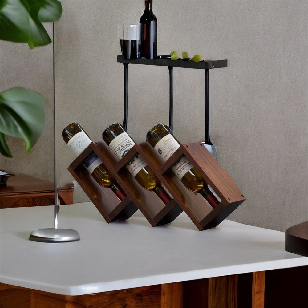 3 Bottles Solid wood Home Living room Wine Rack