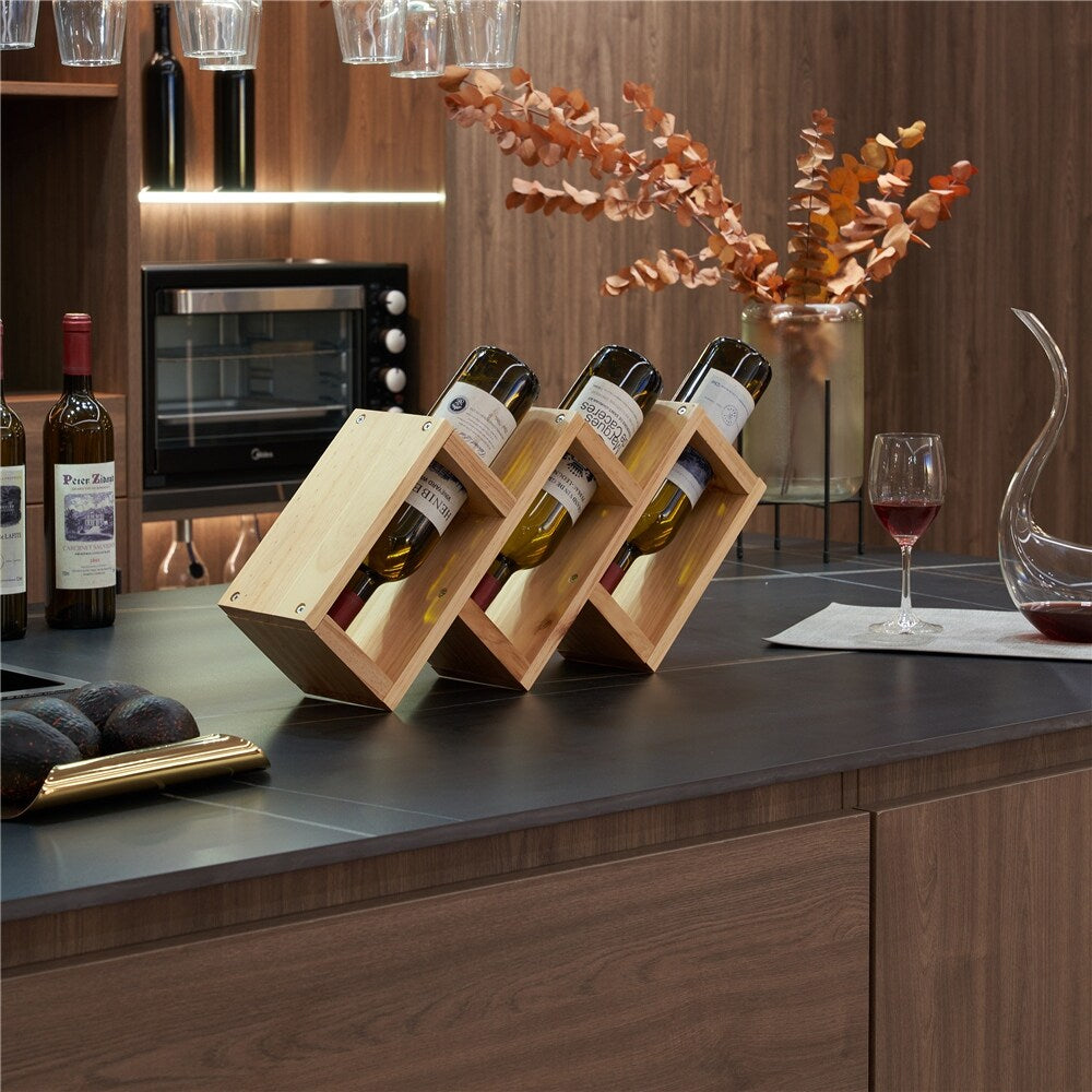 3 Bottles Solid wood Home Living room Wine Rack