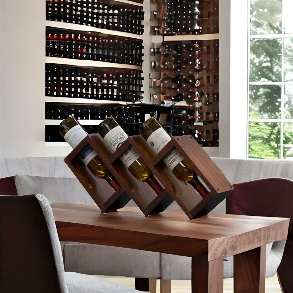 3 Bottles Solid wood Home Living room Wine Rack