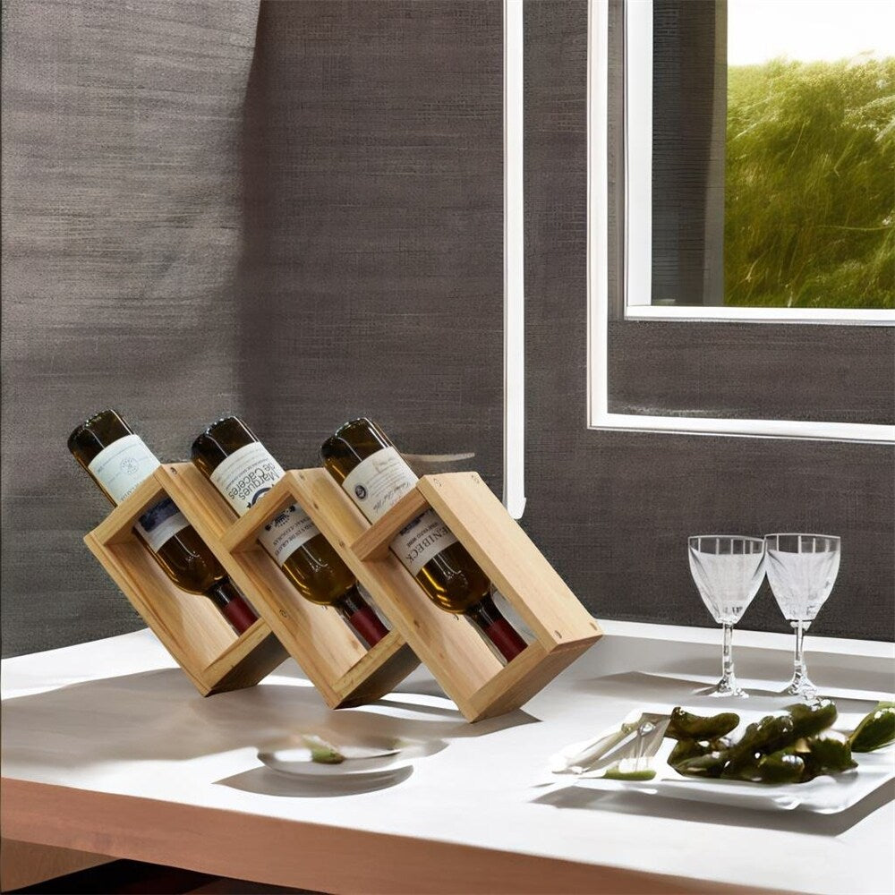 3 Bottles Solid wood Home Living room Wine Rack