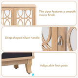 3 Door Mirrored Buffet Cabinet with Silver Handle for Living Room