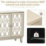 3 Door Mirrored Buffet Cabinet with Silver Handle for Living Room