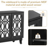 3 Door Mirrored Buffet Cabinet with Silver Handle for Living Room