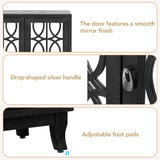 3 Door Mirrored Buffet Cabinet with Silver Handle for Living Room