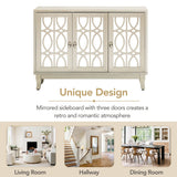 3 Door Mirrored Buffet Cabinet with Silver Handle for Living Room