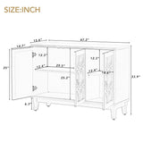 3 Door Mirrored Buffet Cabinet with Silver Handle for Living Room