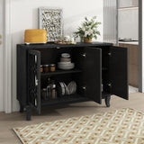 3 Door Mirrored Buffet Cabinet with Silver Handle for Living Room