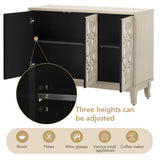 3 Door Mirrored Buffet Cabinet with Silver Handle for Living Room
