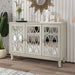 3 Door Mirrored Buffet Cabinet with Silver Handle for Living Room