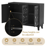 3 Door Mirrored Buffet Cabinet with Silver Handle for Living Room