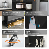 3-Door Steel Modern Buffet/Sideboard Cabinet Storage Organizer With Wheel