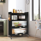 3-Door Steel Modern Buffet/Sideboard Cabinet Storage Organizer With Wheel