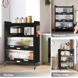 3-Door Steel Modern Buffet/Sideboard Cabinet Storage Organizer With Wheel